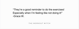 Exercise reminder texts from The Workout Witch client review.