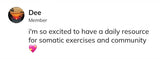 Somatic exercise and community membership client review.