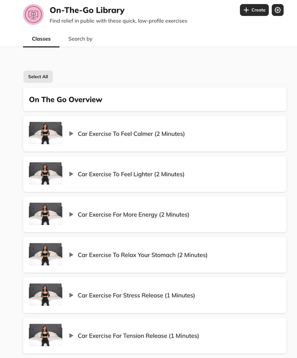 Best somatic yoga app by The Workout Witch Library overview 
