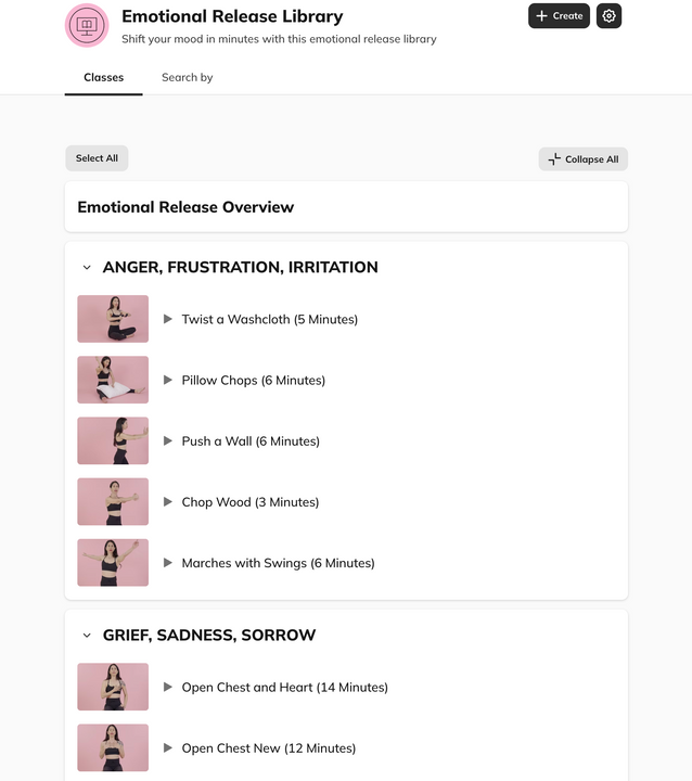 Best app for somatic exercises featuring overview menu