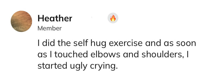 Self hug exercise review for somatic healing club app by The Workout Witch